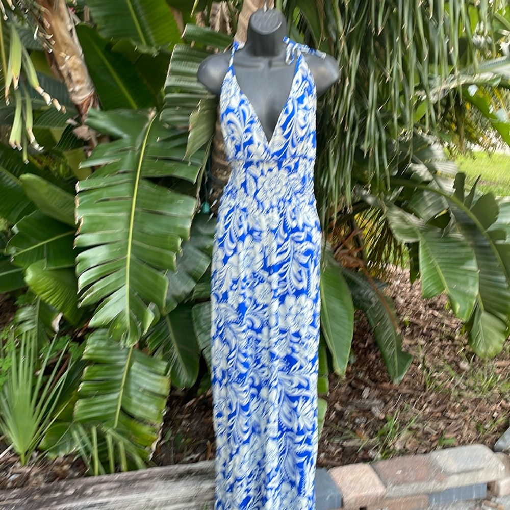 patrons of peace floral smocked wide leg jumpsuit
